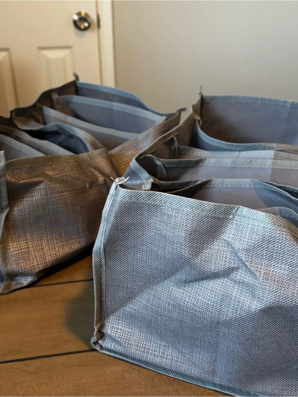 Set of 2 Gray Fabric Drawer Organizer with 7 Compartments